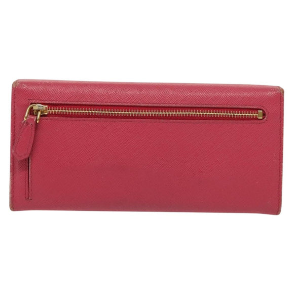 PRADA Long Wallet Safiano leather Pink Gold Auth sw1442