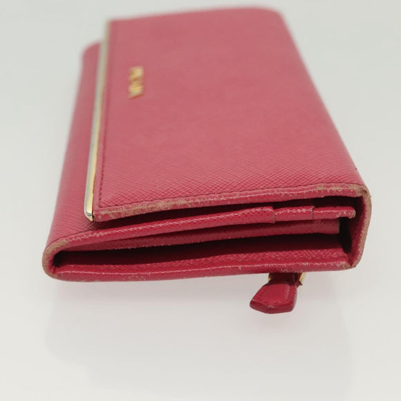 PRADA Long Wallet Safiano leather Pink Gold Auth sw1442