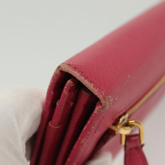 PRADA Long Wallet Safiano leather Pink Gold Auth sw1442