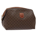 CELINE Macadam Canvas Pouch PVC Leather Brown Gold Auth sw1444-1