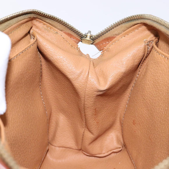 CELINE Macadam Canvas Pouch PVC Leather Brown Gold Auth sw1444