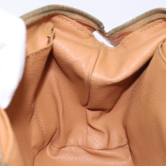 CELINE Macadam Canvas Pouch PVC Leather Brown Gold Auth sw1444