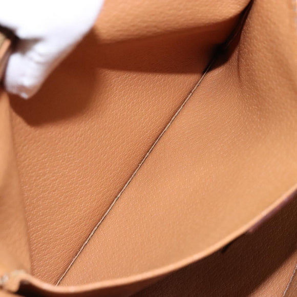 CELINE Macadam Canvas Pouch PVC Leather Brown Gold Auth sw1444