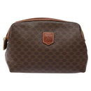 CELINE Macadam Canvas Pouch PVC Leather Brown Gold Auth sw1444-13