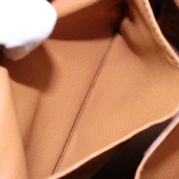 CELINE Macadam Canvas Pouch PVC Leather Brown Gold Auth sw1444