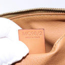 CELINE Macadam Canvas Pouch PVC Leather Brown Gold Auth sw1444-12