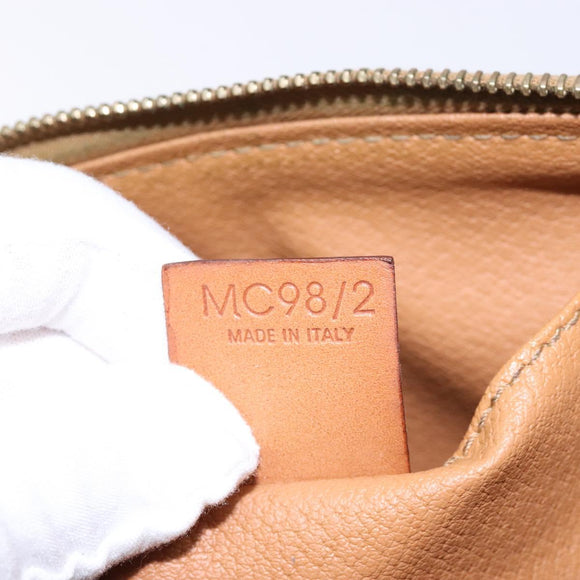 CELINE Macadam Canvas Pouch PVC Leather Brown Gold Auth sw1444