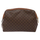 CELINE Macadam Canvas Pouch PVC Leather Brown Gold Auth sw1444-2
