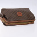 CELINE Macadam Canvas Pouch PVC Leather Brown Gold Auth sw1444-5