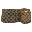 GUCCI GG Canvas Pouch 2Set Beige Auth sw1445-1
