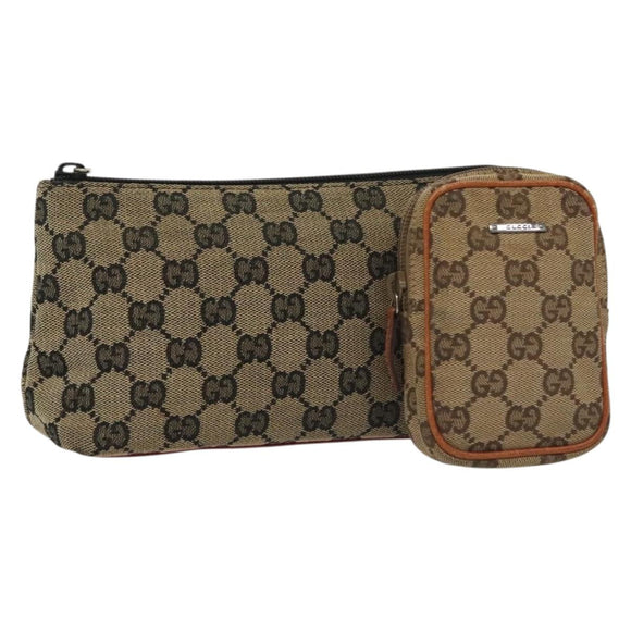 GUCCI GG Canvas Pouch 2Set Beige Auth sw1445