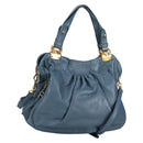 Miu Miu Hand Bag Leather 2way Blue Gold Auth SW1457V-1