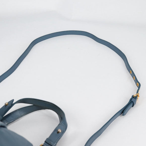 Miu Miu Hand Bag Leather 2way Blue Gold Auth SW1457V