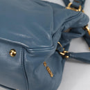 Miu Miu Hand Bag Leather 2way Blue Gold Auth SW1457V-18