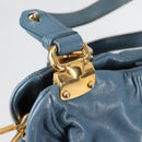 Miu Miu Hand Bag Leather 2way Blue Gold Auth SW1457V-20