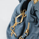 Miu Miu Hand Bag Leather 2way Blue Gold Auth SW1457V-21