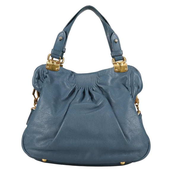 Miu Miu Hand Bag Leather 2way Blue Gold Auth SW1457V