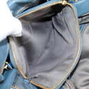 Miu Miu Hand Bag Leather 2way Blue Gold Auth SW1457V-25