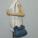 Miu Miu Hand Bag Leather 2way Blue Gold Auth SW1457V-27