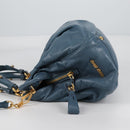 Miu Miu Hand Bag Leather 2way Blue Gold Auth SW1457V-3