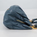 Miu Miu Hand Bag Leather 2way Blue Gold Auth SW1457V-4