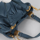 Miu Miu Hand Bag Leather 2way Blue Gold Auth SW1457V-6