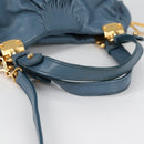 Miu Miu Hand Bag Leather 2way Blue Gold Auth SW1457V-7