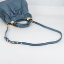 Miu Miu Hand Bag Leather 2way Blue Gold Auth SW1457V-8