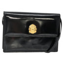 CELINE Shoulder Bag Enamel Black Gold Auth SW1458-1