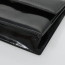 CELINE Shoulder Bag Enamel Black Gold Auth SW1458-9