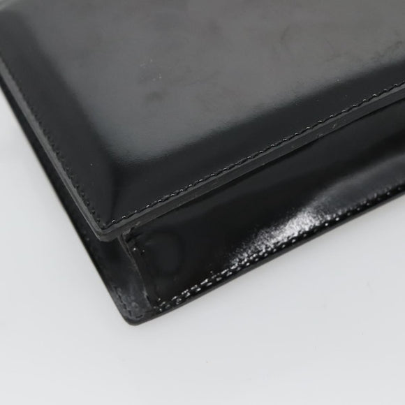 CELINE Shoulder Bag Enamel Black Gold Auth SW1458