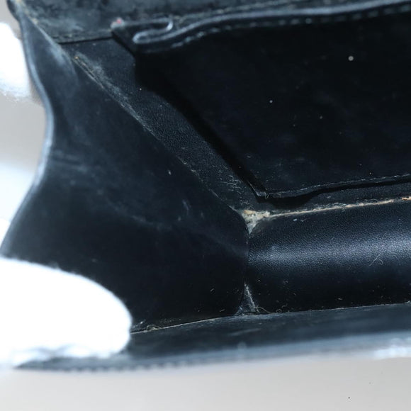 CELINE Shoulder Bag Enamel Black Gold Auth SW1458