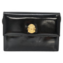 CELINE Shoulder Bag Enamel Black Gold Auth SW1458-13