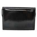 CELINE Shoulder Bag Enamel Black Gold Auth SW1458-2