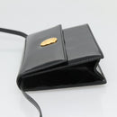 CELINE Shoulder Bag Enamel Black Gold Auth SW1458-3