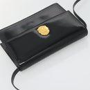 CELINE Shoulder Bag Enamel Black Gold Auth SW1458-6