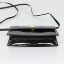 CELINE Shoulder Bag Enamel Black Gold Auth SW1458-5