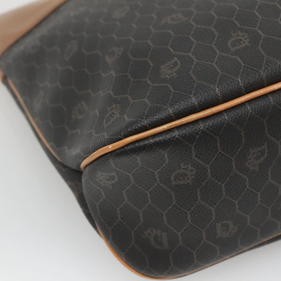 Christian Dior Honeycomb Canvas Tote Bag PVC Black Gold Auth SW1460