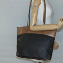 Christian Dior Honeycomb Canvas Tote Bag PVC Black Gold Auth SW1460-21