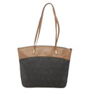 Christian Dior Honeycomb Canvas Tote Bag PVC Black Gold Auth SW1460-2