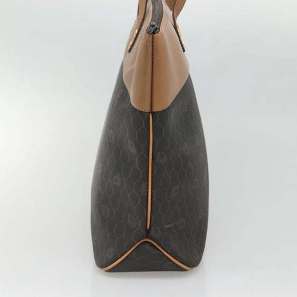 Christian Dior Honeycomb Canvas Tote Bag PVC Black Gold Auth SW1460