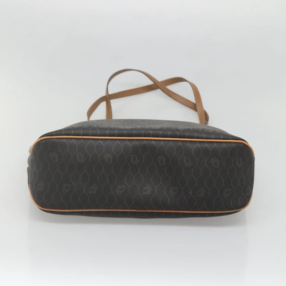 Christian Dior Honeycomb Canvas Tote Bag PVC Black Gold Auth SW1460