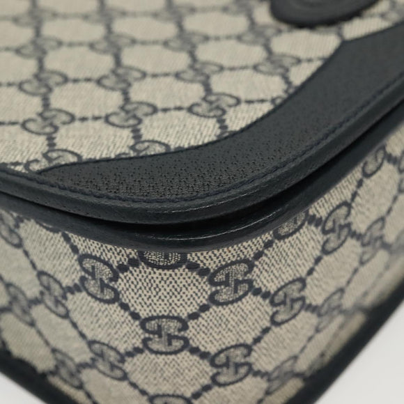 GUCCI GG Supreme Sherry Line Shoulder Bag PVC Navy Gold 001 113 0551 Auth SW1462