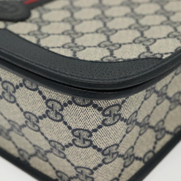 GUCCI GG Supreme Sherry Line Shoulder Bag PVC Navy Gold 001 113 0551 Auth SW1462