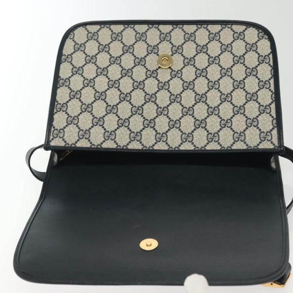 GUCCI GG Supreme Sherry Line Shoulder Bag PVC Navy Gold 001 113 0551 Auth SW1462