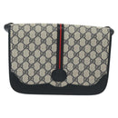 GUCCI GG Supreme Sherry Line Shoulder Bag PVC Navy Gold 001 113 0551 Auth SW1462-12