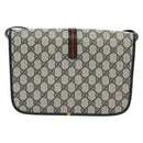 GUCCI GG Supreme Sherry Line Shoulder Bag PVC Navy Gold 001 113 0551 Auth SW1462-2