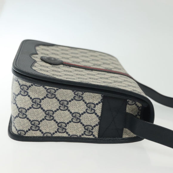 GUCCI GG Supreme Sherry Line Shoulder Bag PVC Navy Gold 001 113 0551 Auth SW1462