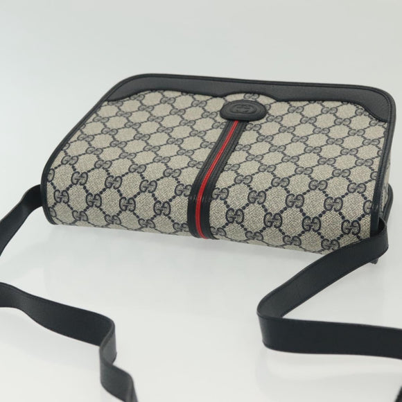 GUCCI GG Supreme Sherry Line Shoulder Bag PVC Navy Gold 001 113 0551 Auth SW1462