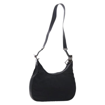 GUCCI Shoulder Bag Nylon Leather Black Silver 001 3315 Auth SW1469